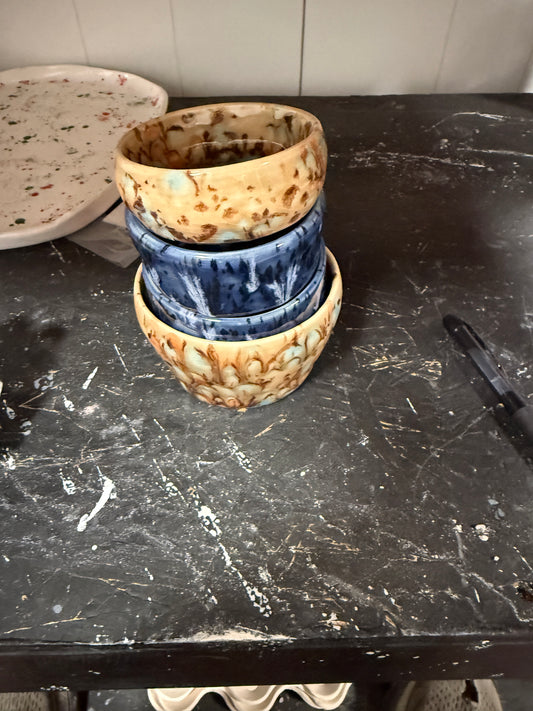 Hand thrown low fire bowls