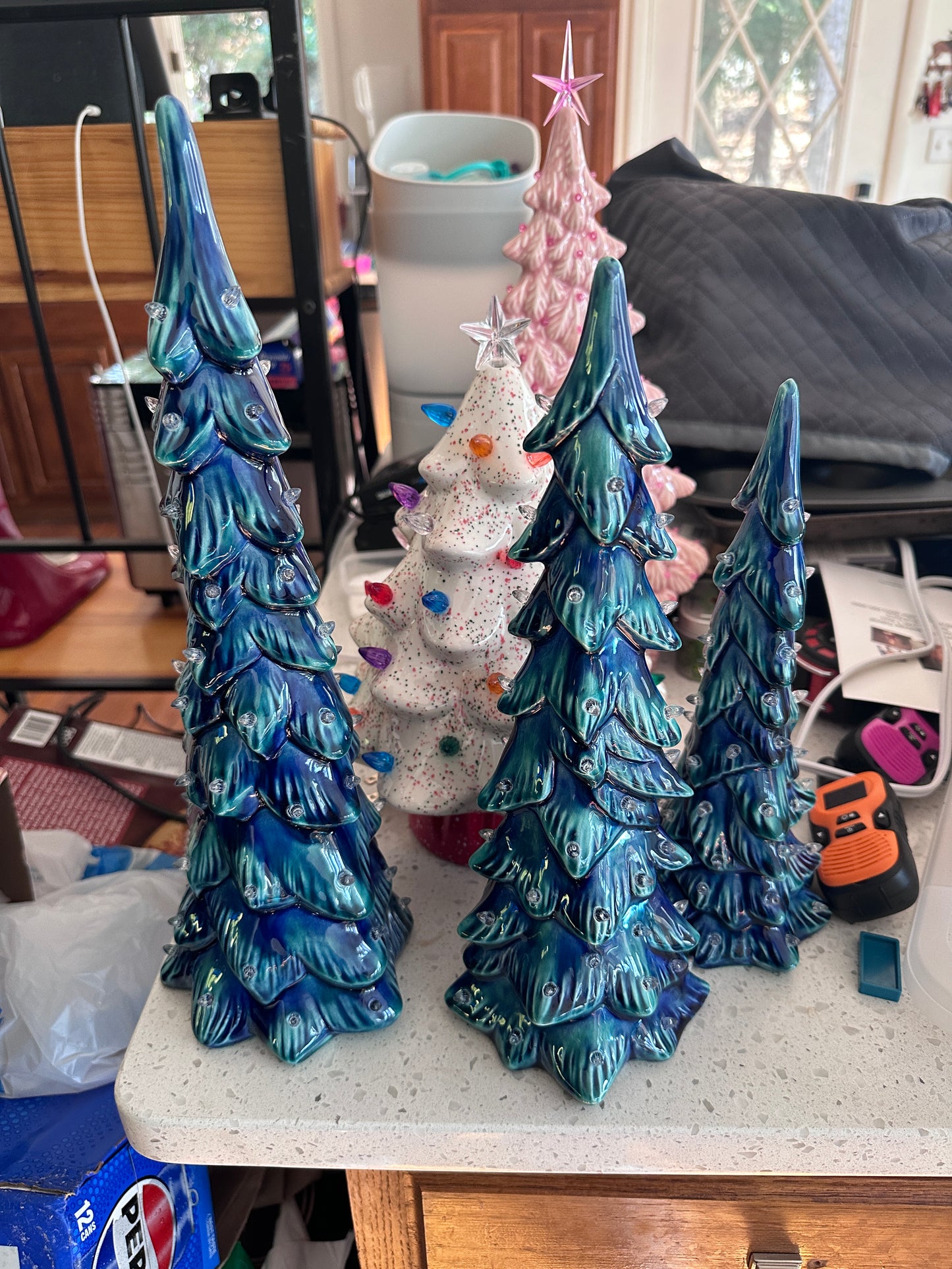 WISPY PINE TREE (set of 3 lapis lagoon and Mirror blue)