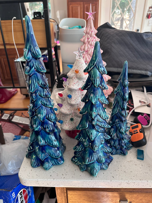 WISPY PINE TREE (set of 3 lapis lagoon and Mirror blue)